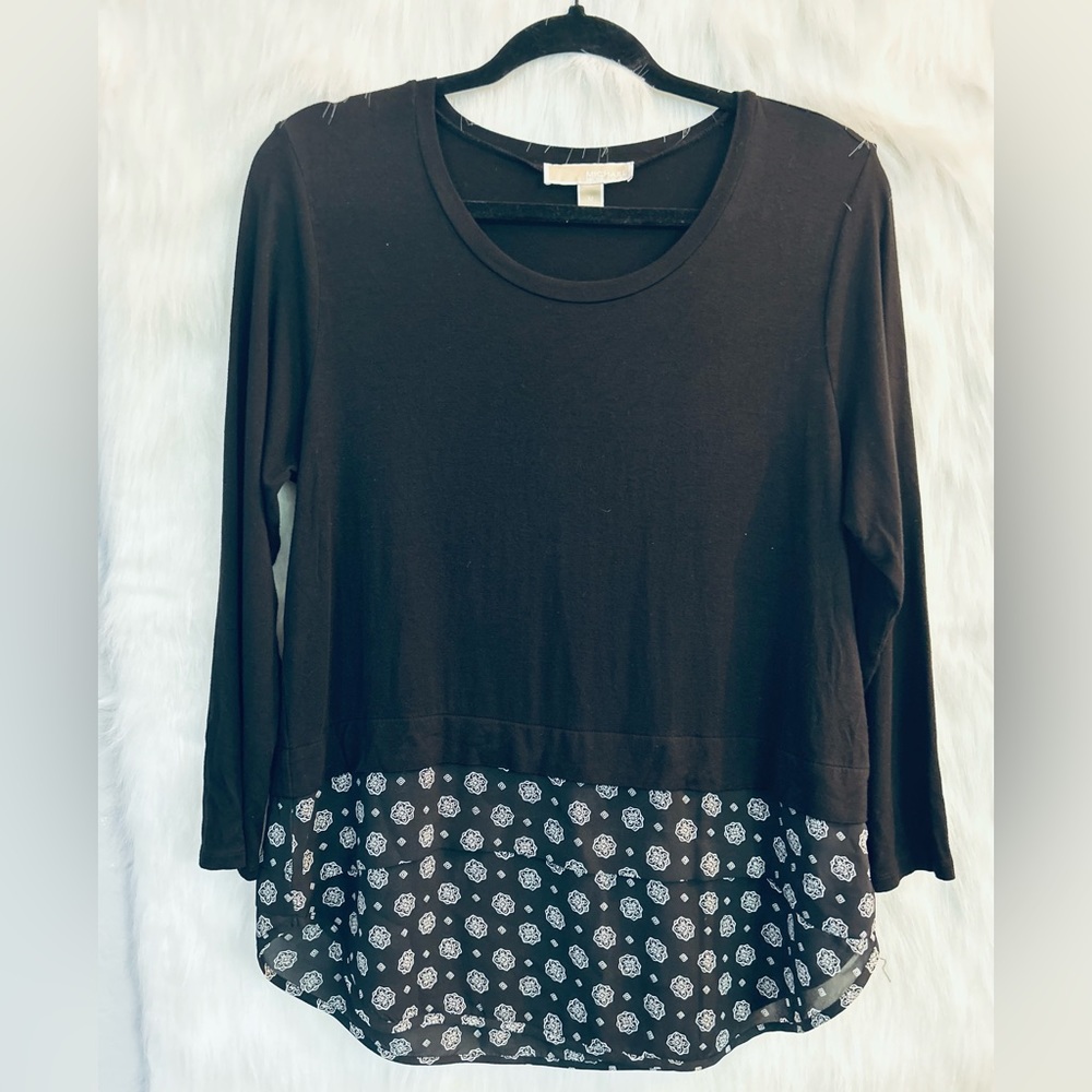 MICHAEL Michael Kors Black High Low Tired Shirt Medium
